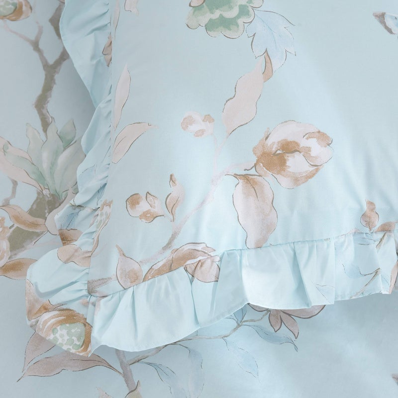 FADFAY Farmhouse Floral Bedding Shabby Blue Bird Print French Countryside Chic Bedding Set Luxury Bedskirt Collections 800 Thread Count 100% Egyptian Cotton, 4 Piece-King Size - Image 5